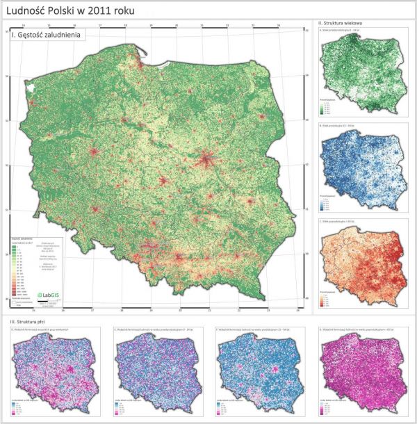 Mapa ludności Polski w 2011 roku